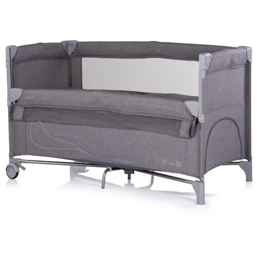 Chipolino putni krevetić RELAX sa spu&amp;scaron;tajućom bočnom stranicom Charcoal Linen Slike