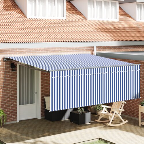 vidaXL Retraktilna tenda Modre in bele črte 400 × 300 cm Cene