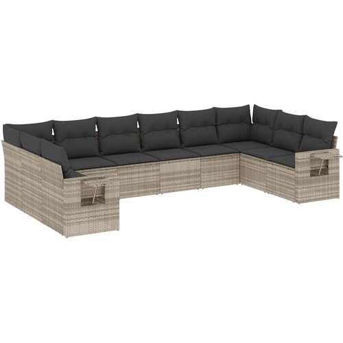  10-dijelni set vrtnih sofa poliratan s jastucima svijetlosivi Slike