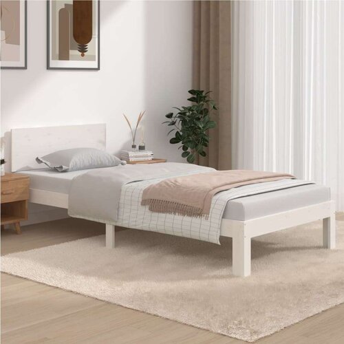  Posteljni okvir bel iz trdne borovine 90x200 cm, (20645656) Cene