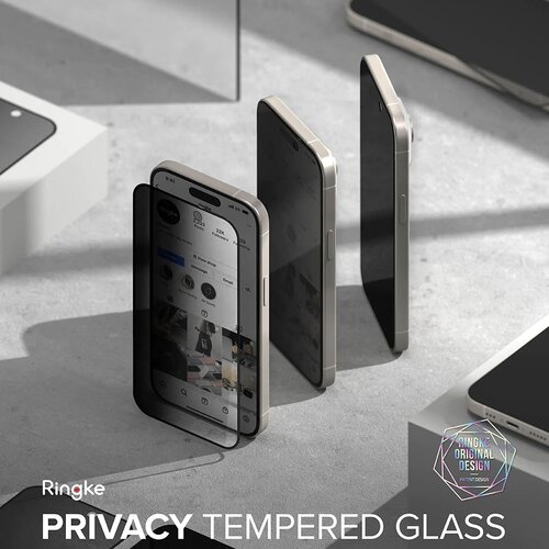 Ringke Cover Display ID Glass kaljeno staklo za iPhone 16 / iPhone 15 -Privacy Slike