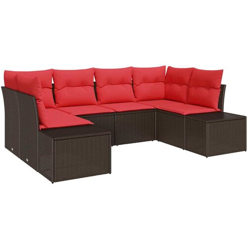 vidaXL Vrtna sedežna garnitura 6 pcs Rjava in rdeča 234 x 154 x 85 cm, (5000020391) Cene