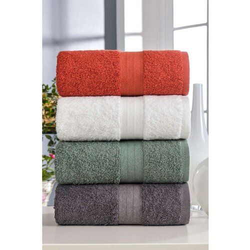 Mabel yeki whitegreenanthraciteorange hand towel set (4 pieces) Cene