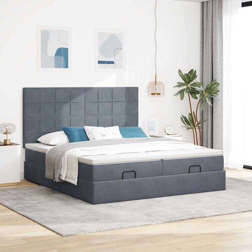 VidaXL okvir kreveta s madracima tamnosivi 200x200cm bar&amp;scaron;unasti Slike