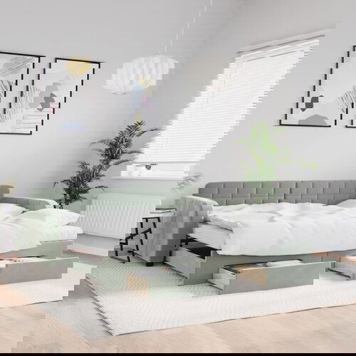 vidaXL Izvlečna dnevna postelja s predali svetlo siva 100x200 cm žamet Cene