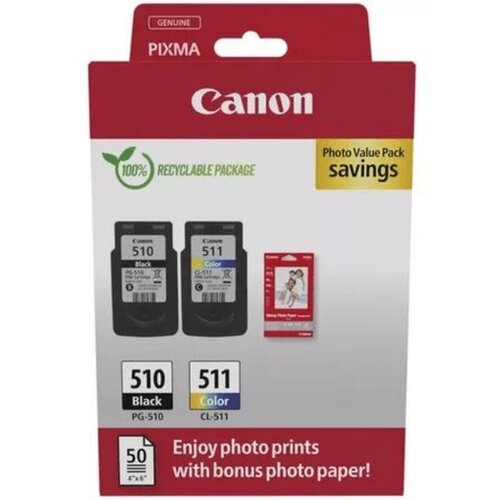 Canon &amp;quot;Tinte PG-510/CL-511 2970B017 2er Multipack inkl. Fotopapier&amp;quot; Slike