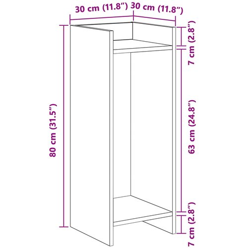  Stalak za biljke s policom Dimljeni Hrast 30 x 30 x 80 cm Slike