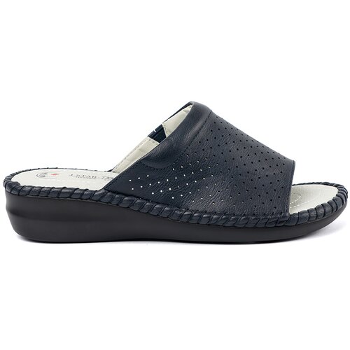 Shelvt Flip-flops with leather insert navy blue Cene