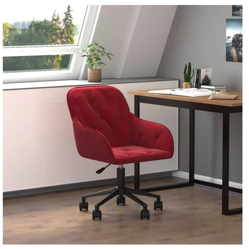  Vrtljiv pisarniški stol vinsko rdeč žamet