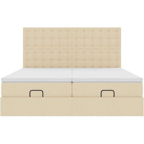 VidaXL otomanski okvir kreveta s madracima krem 200x200cm od tkanine Slike