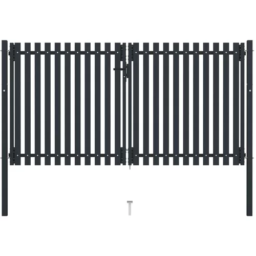 vidaXL Dvojna vrata za ograjo iz jekla 306x200 cm antracitna
