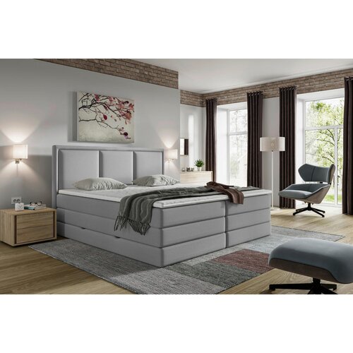 MID.YOU POSTELJA BOXSPRING 180 cm x 200 cm , tekstil siva Cene