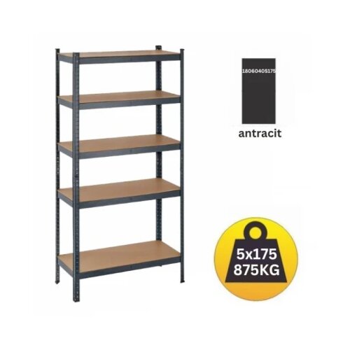polica metal-medijapan 180x60x40cm 5x175kg antracit Slike