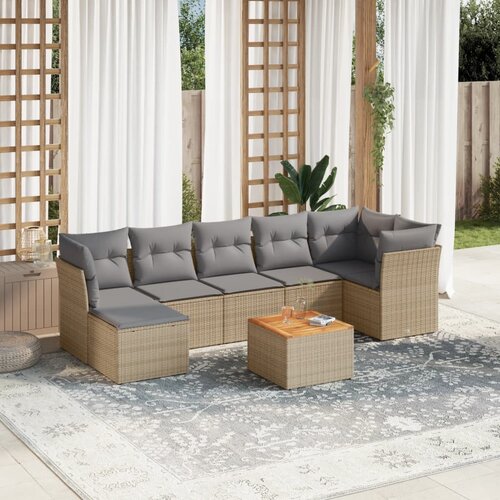 vidaXL 8-dijelni set vrtnih sofa od poliratana s jastucima bež Cijene