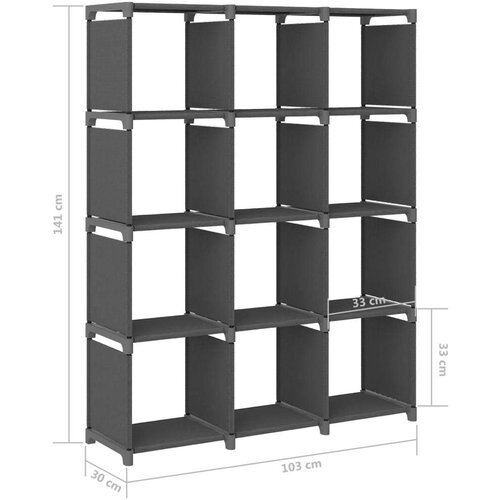 vidaXL regal z 12 kockastimi policami siv 103x30x141 cm blago Cene