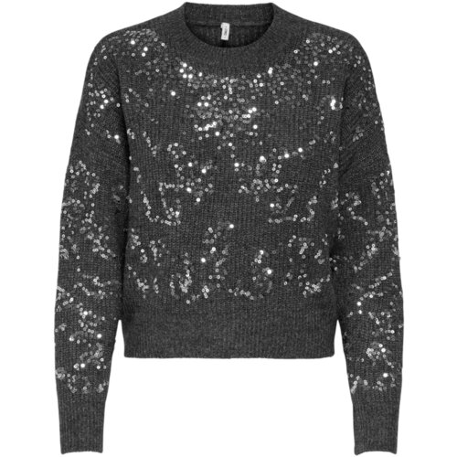 Only Puloverji Onlalta Ls Sequin O-Neck Knt 15353230 Siva Slike
