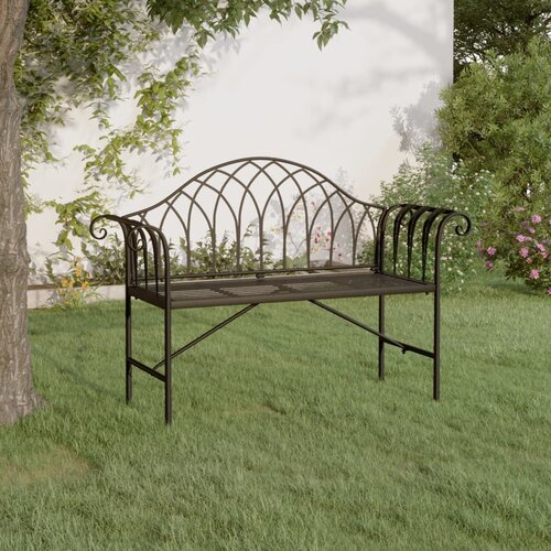 The Living Store Vrtna klop za 2 osebi 128 cm črno jeklo - Vrtna Klop, (21475062) Slike