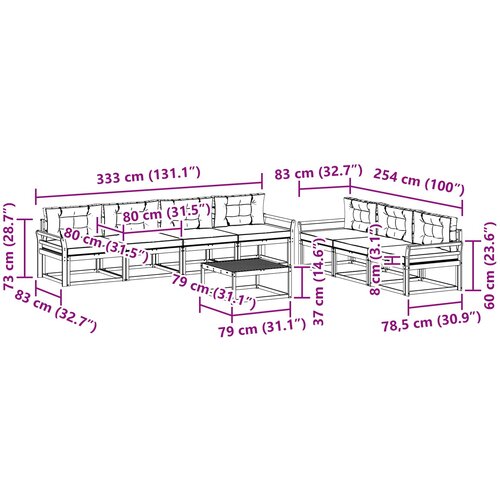  Set vanjskih sofa 7 kom. Bijela i bež Slike