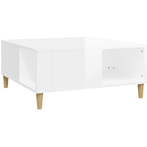 Maison Chic Klubska mizica - kavna mizica - Nizka mizica visok sijaj bela 80x80x36,5 cm inženirski les, (21752294) Slike