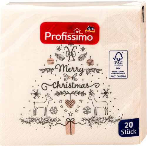 Profissimo troslojne salvete Merry Christmas, 25 x 25 cm 20 kom Slike