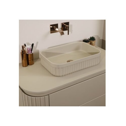 Hanah home Set kupaonskih ormarića s umivaonikom i ogledalom, 2 dijela, bež Slike