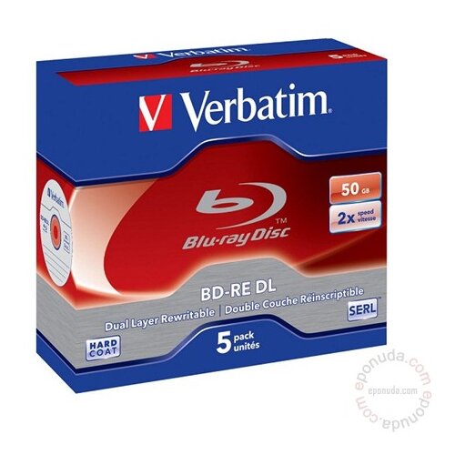 Verbatim BLU-RAY RW DISK 50GB DUAL LAYER BD-RE 2X 43760 disk Slike