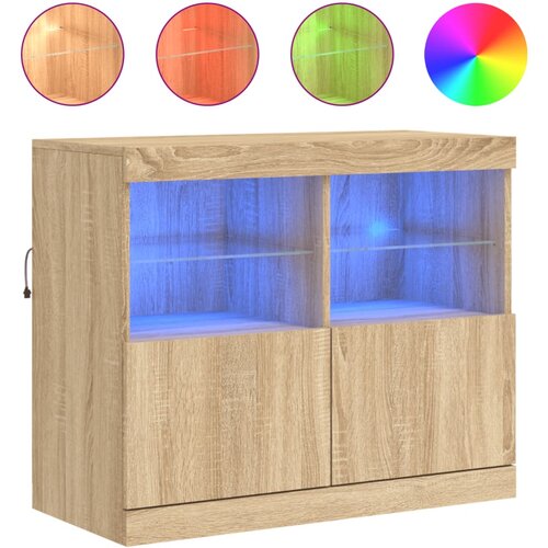 Maison Chic Komoda - Predalnik z LED lučkami sonoma hrast 81x37x67 cm, (21722090) Slike