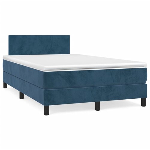  The Living Store Box spring postelja z vzmetnico temno moder 120x190 cm žamet - Box Spring Postelja, (21490360) Cene