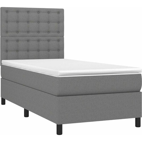  Krevet box spring s madracem LED tamnosivi 90x190 cm tkanina Slike