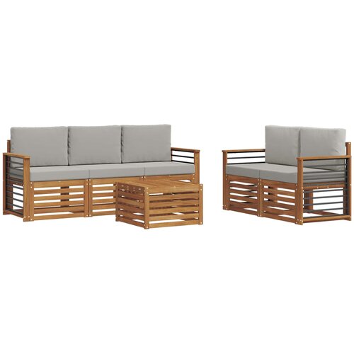  Set vanjskih sofa 6 kom. Prirodna i svjetlosiva Slike