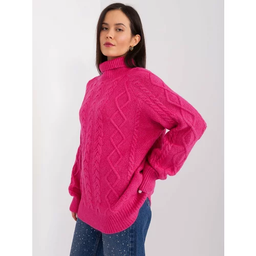 Fashion Hunters Fuchsia sweater with cables and cuffs