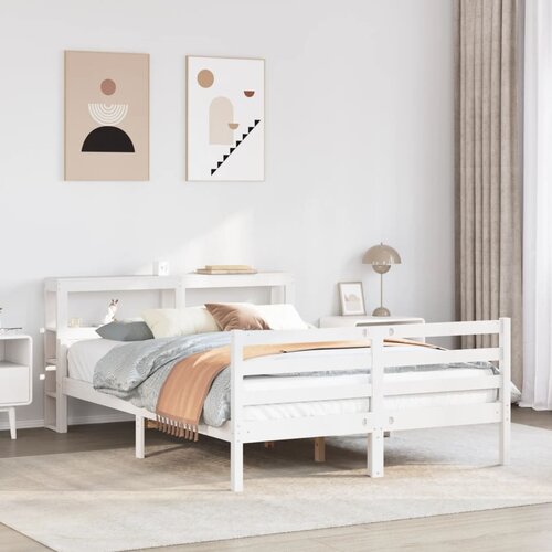 VidaXL Okvir za krevet s uzglavljem 160 x 200 cm od masivne borovine Slike