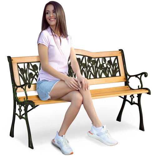 Sofotel Elegant Garden Park Bench with Backrest - Gardi Tulip 123.5 x 74 x 48 cm, (21740314) Cene