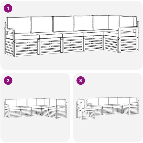  Set vanjskih sofa 6 pcs Bijela i krem 306 x 128,5 x 73 cm Slike