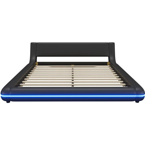 Lumor Postelja za odrasle 160x200 cm z LED - iz PU usnja - črna, (22150867) Cene
