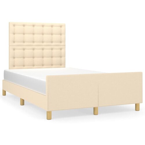 Maison Chic Posteljni okvir - Dvoposteljna postelja - Zakonska postelja brez vzmetnice krem 120x190 cm blago-J12127, (21760141) Slike