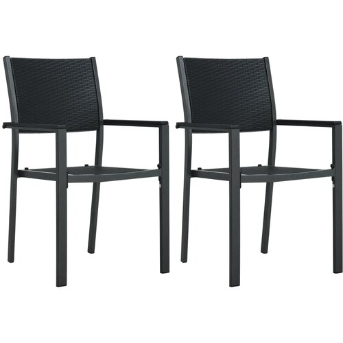 VidaXL Vrtni stoli 2 kosa črna plastika videz ratana, (20659933) Slike