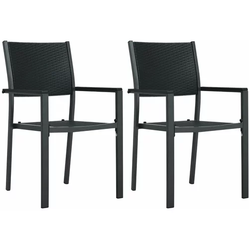 vidaXL Vrtni stoli 2 kosa črna plastika videz ratana, (20659933)