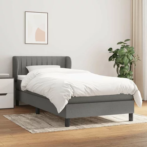  Box spring postelja z vzmetnico temno siva 100x200 cm blago, (20723638)