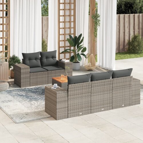 vidaXL 6-dijelni set vrtnih sofa od poliratana s jastucima sivi Cijene