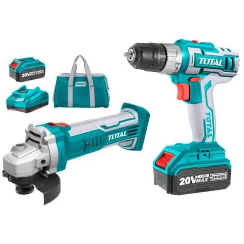TOTAL TOOLS 5 delni akumulatorski kombinirani komplet, 20V/2x2Ah/TIWLI2038/TDLI20051/TRHLI20228/TAGLI201158/TWLI2023, serija industrial (TCKLI2019), (20931250) Cene