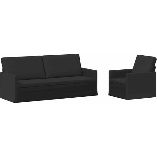  Set sofe 2 pcs Crna Tkanina - Crna 1-sjedalni + 3-sjedalni (180 cm) Slike