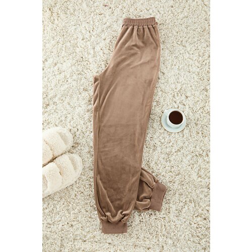 Trendyol Mink Velvet Knitted Pajama Bottoms Slike