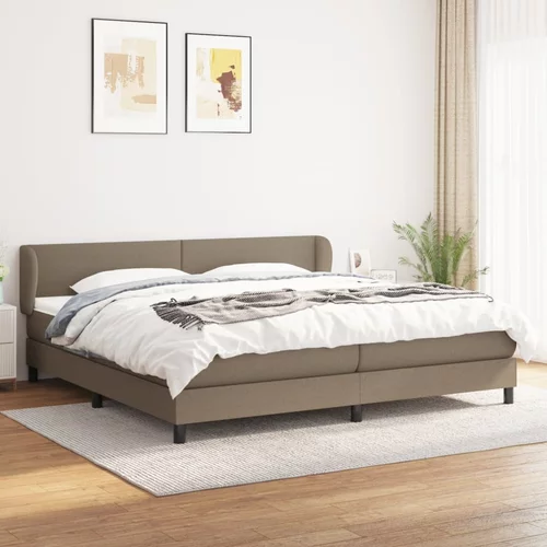 vidaXL Box spring postelja z vzmetnico taupe 200x200 cm blago