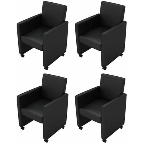  Blagovaonske stolice od umjetne kože 4 kom crne