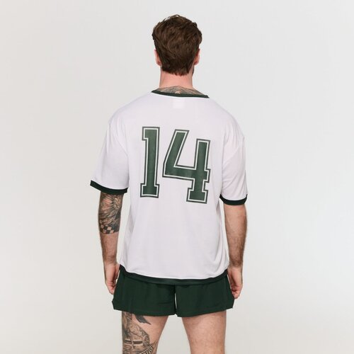 GymBeam Oversized Varsity T-Shirt White S Slike