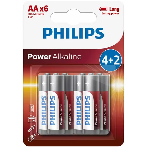 Philips Baterija Power Alkaline AA-LR6, 4 kosi