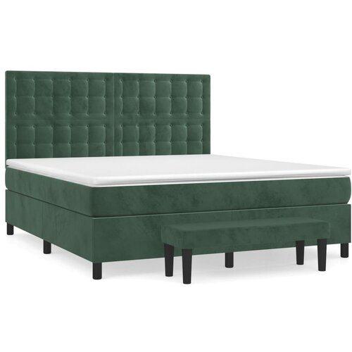 vidaXL Box spring postelja z vzmetnico temno zelena 180x200 cm žamet, (20899829) Cene