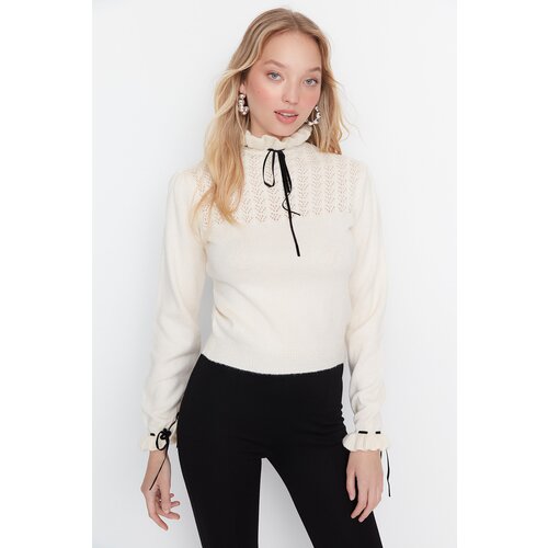Trendyol Ecru Tie Detailed Knitwear Sweater Cene