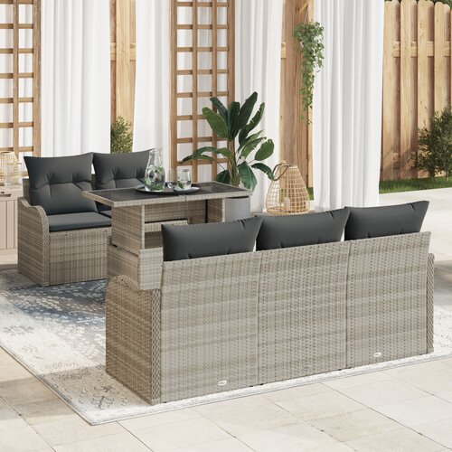 vidaXL 6-dijelni set vrtnih sofa s jastučićima svijetlosive boje poli ratan Cijene